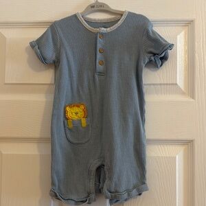 Baby Blue Romper with Lion Pocket